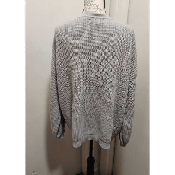 FOREVER 21 Women's Gray Long Sleeve Cardigan V Neck Button Front Pocket Large - Picture 12 of 15